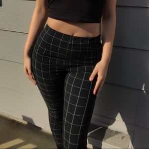 Black grid patterned pants